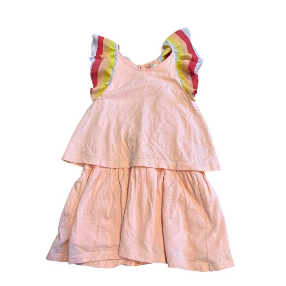 Chloé Girls Peach Dress With Rainbow Ruffle Straps Size 6